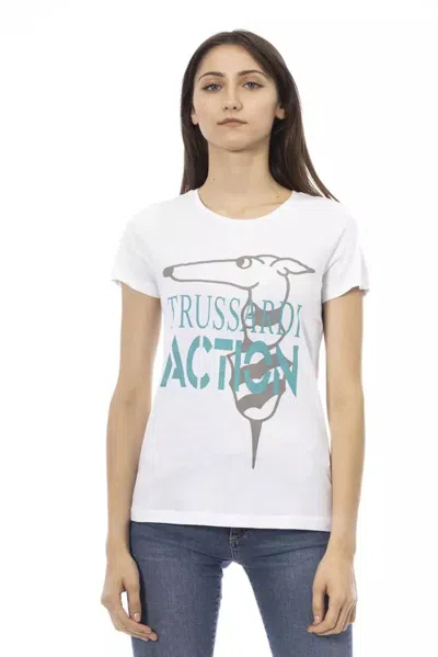 TRUSSARDI ACTION CHIC WHITE PRINTED TEE: SUMMER WARDROBE ESSENTIAL