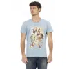Trussardi Action Light Blue Cotton T-shirt In Blue