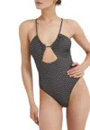Trussardi All Over Swimsuit In Nero