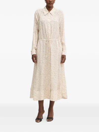 Trussardi All-over-print Drawstring-waist Dress In Neutral