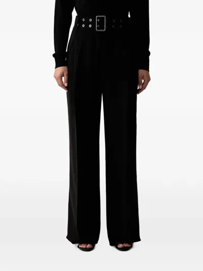 Trussardi Belted Wide-leg Trousers In Black