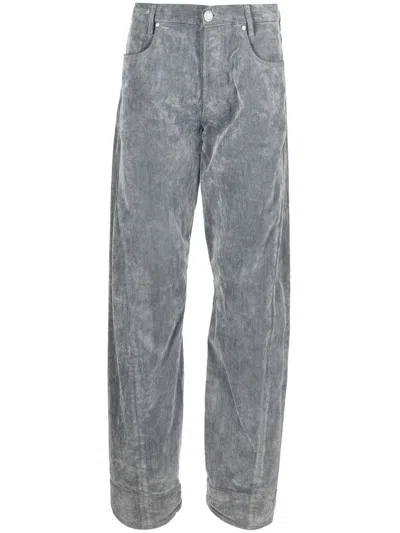 Trussardi Bleached-effect Straight-leg Jeans In Grey