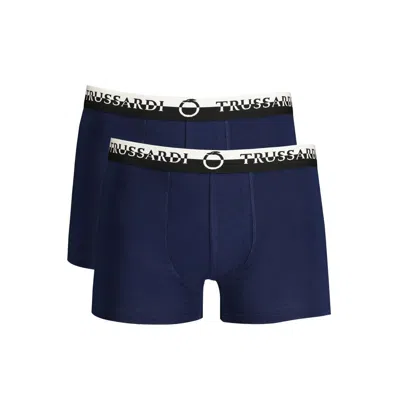 Trussardi Blu Cotton Mens Boxer In Blue