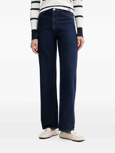 Trussardi 로고 자수 진 In Blue