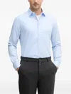 Trussardi 슬림 핏 버튼 자수 셔츠 In Blue