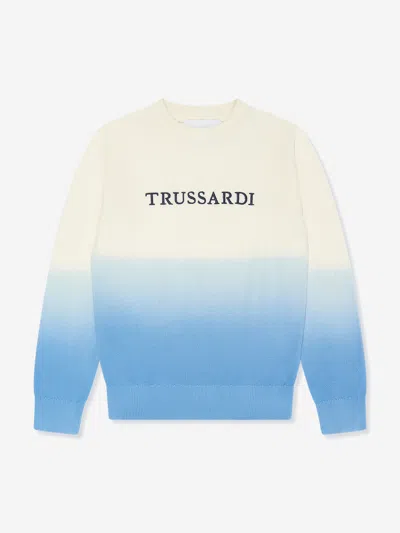 Trussardi Kids' Boys Adorf Dip Dye Sweatshirt In White