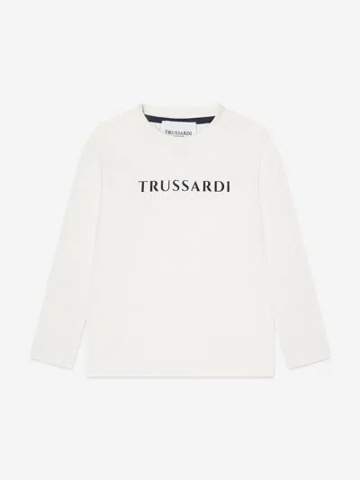 Trussardi Kids' Boys Beid Long Sleeve T-shirt In Ivory