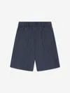 Trussardi Boys Nauta Linen Bermuda Shorts In Blue