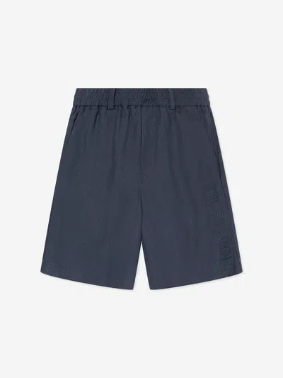 Trussardi Kids' Boys Nauta Linen Bermuda Shorts In Blue