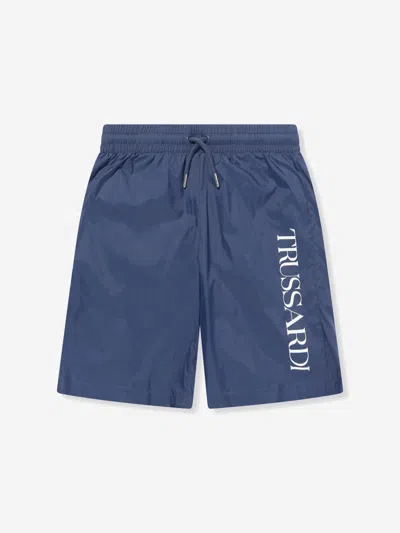 Trussardi Kids'  Boys Zakery Logo Swim Shorts In Blue