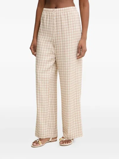 Trussardi Check-pattern Drawstring-waist Trousers In Neutral
