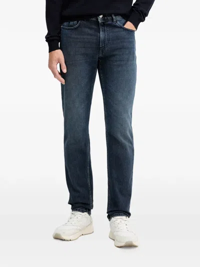 Trussardi Close Denim Patch Jeans In Blue