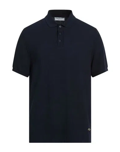 Trussardi Collection Man Polo Shirt Midnight Blue Size L Cotton