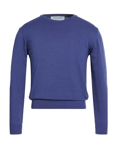 Trussardi Collection Man Sweater Blue Size L Cotton