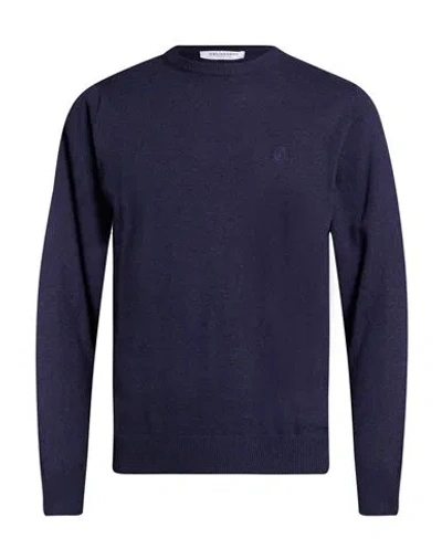 Trussardi Collection Man Sweater Navy Size Xxl Wool, Viscose, Nylon, Cashmere In Blue