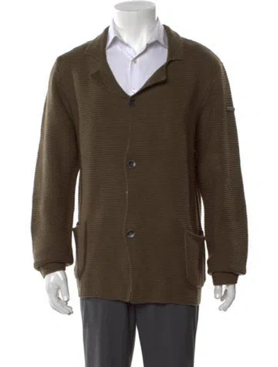 Pre-owned Trussardi Collection V-neck Long Sleeve Cardigan In Green