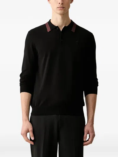 Trussardi Contrast-collar Polo Shirt In Black