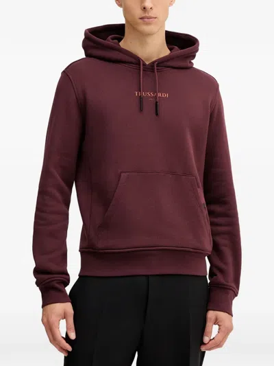 Trussardi Cotton Jersey Hoodie In Red
