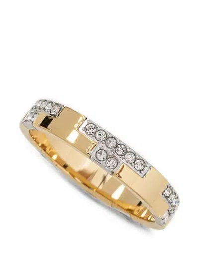Trussardi Crystal-embellished Band Ring In Gold