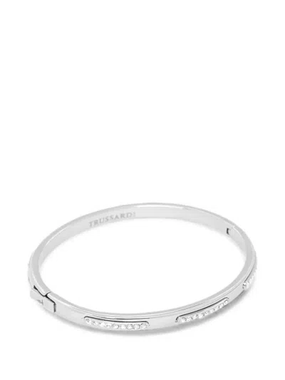 Trussardi Crystal-embellished Bangle Bracelet In Silver