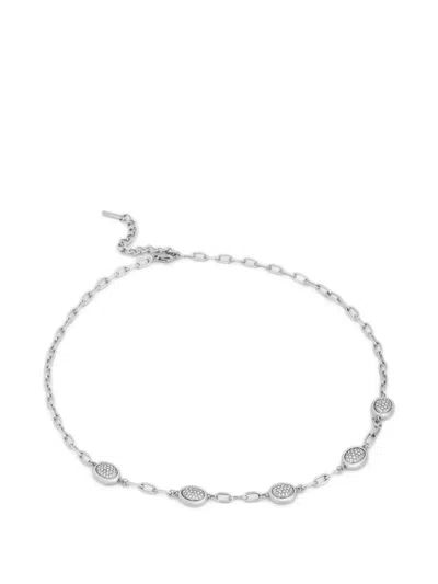 Trussardi Crystal-embellished Chain Necklace In Silver
