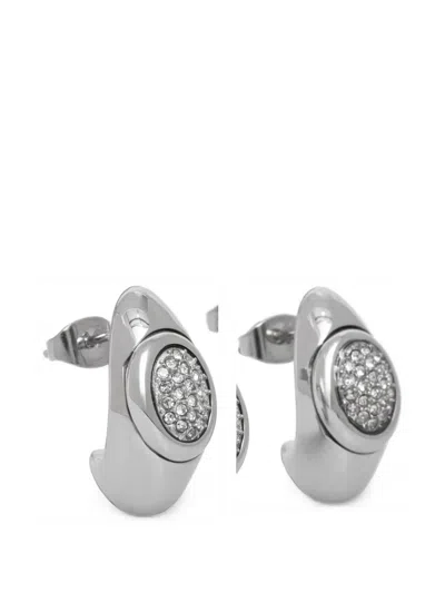 Trussardi Crystal-embellished Chunky Earrings In Metallic