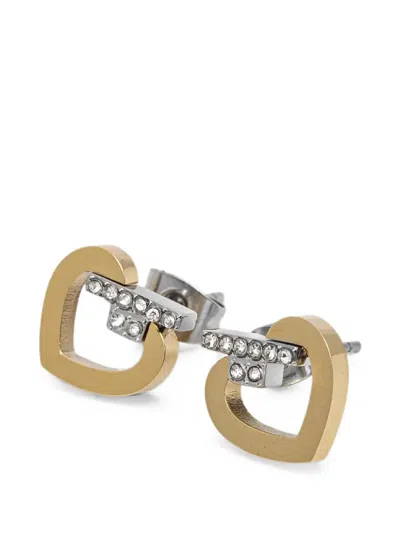 Trussardi Crystal-embellished Heart Earrings In Multi