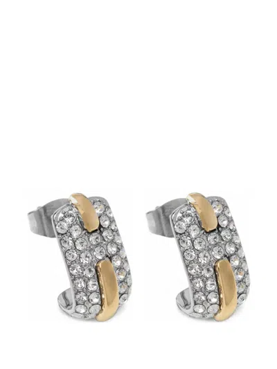 Trussardi Crystal-embellished Hoop Earrings In Metallic