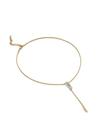 Trussardi Crystal-embellished Lariat Necklace In Gold
