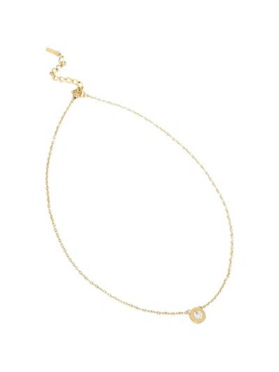Trussardi Crystal-embellished Logo-engraved Necklace In Gold