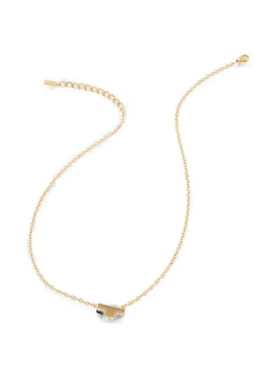 Trussardi Crystal-embellished Logo-pendant Necklace In Gold