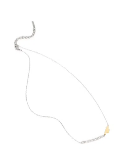 Trussardi Crystal-embellished Logo-plaque Necklace In Transparent