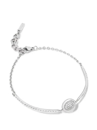 Trussardi Crystal-embellished Oval-pendant Bracelet In Metallic