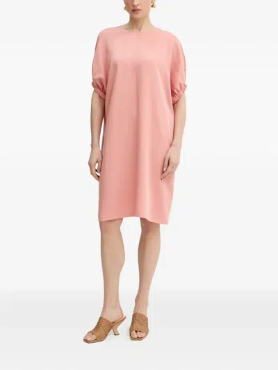 Trussardi Elasticated-cuff Tunic Mini Dress In Pink