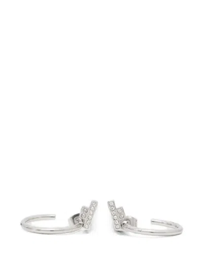 Trussardi Embellished Hoop Earrings In Silver