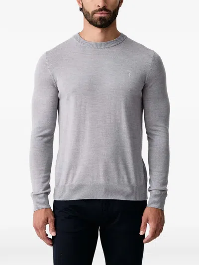 Trussardi Embroidered-logo Crew-neck Sweater In Gray