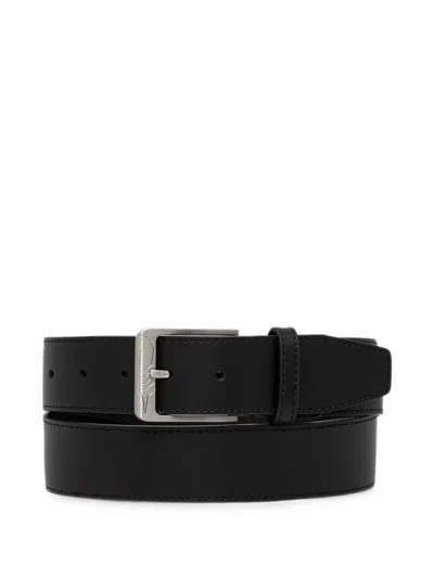Trussardi Engraved-logo Buckle Belt In Black