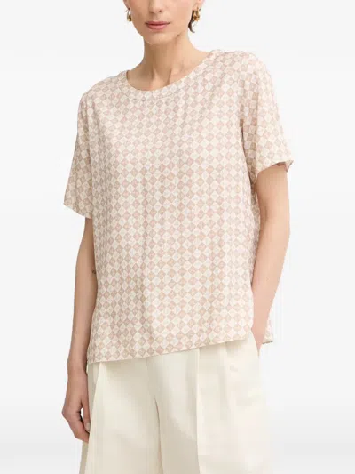 Trussardi Geometric-print Short-sleeve T-shirt In Neutral