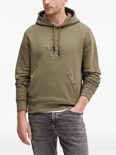 Trussardi Graphic Hooded Sweatshirt In Brown