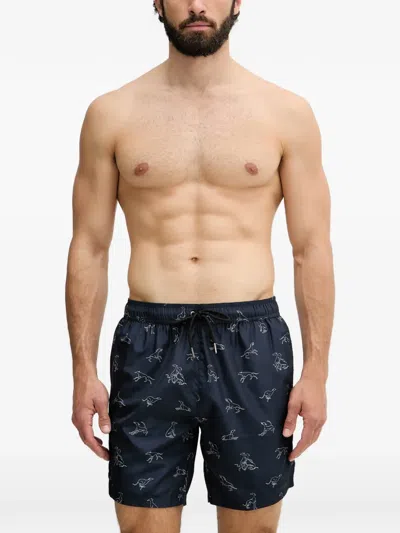 Trussardi Greyhound-print Drawstring Swim Shorts In Multi