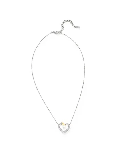 Trussardi Heart Embellished Necklace In Silver
