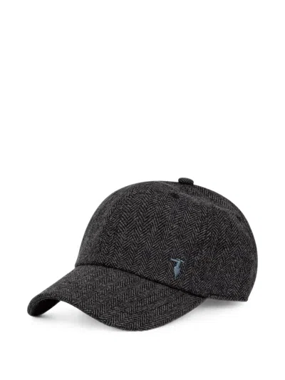 Trussardi Herringbone-pattern Baseball Cap In Black