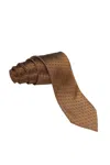 Trussardi Honeycomb-micro Polka Dot Silk Tie In Brown