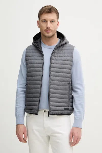 Trussardi Hooded Quilted Gilet In Gray