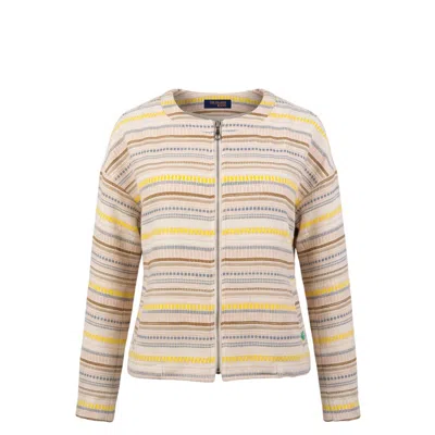 Trussardi Jeans Beige Cotton Women's Jacket In Multi