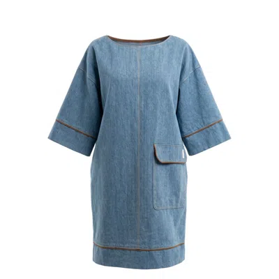 Trussardi Jeans Blue Cotton Women Dress In Multi