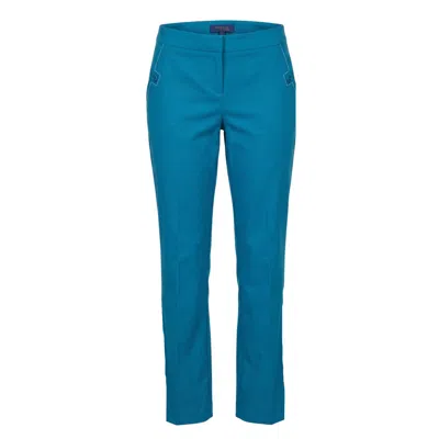 Trussardi Jeans Blue Cotton Women Pants In Animal Print