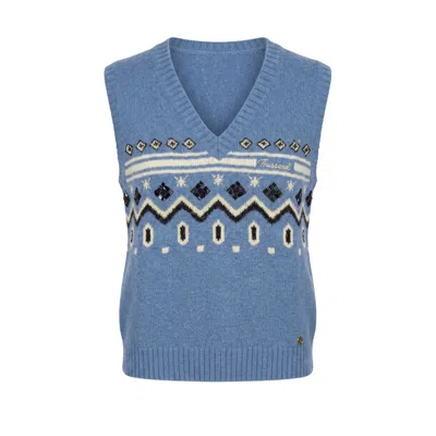 Trussardi Jeans Blue Nylon Women Sweater Vest