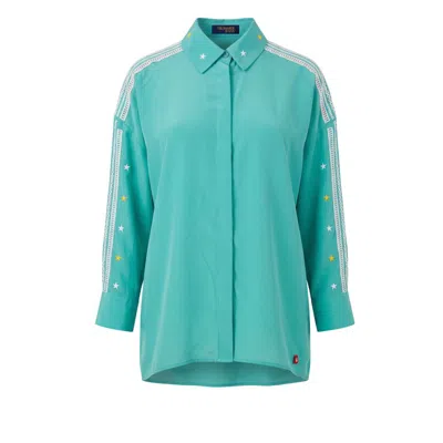 Trussardi Jeans Green Polyester Women Shirt In Multi