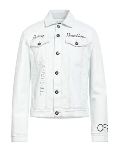 Trussardi Jeans Man Denim Outerwear Blue Size 38 Cotton, Elastane In White